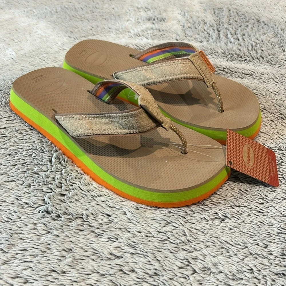 Havaianas Men's Rose Gold Flip Flops size 9/10 made in Brazil